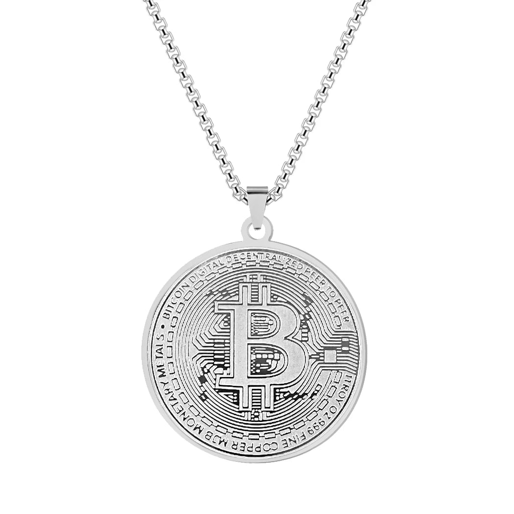 Gold Plated Bitcoin Pendant Necklace for Unisex