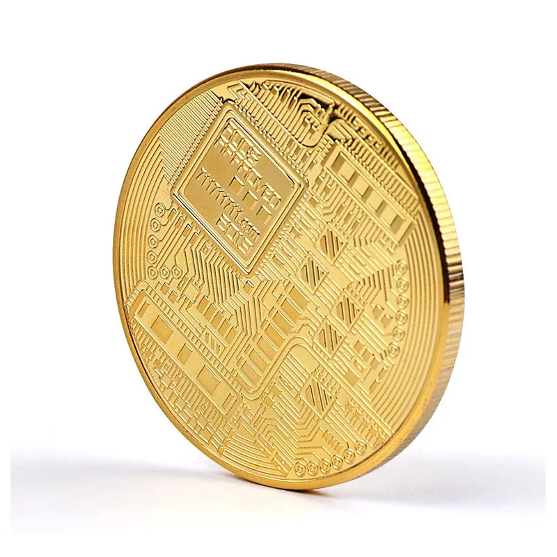 Gold Plated Bitcoin Coin - Commemorative Collectible Art