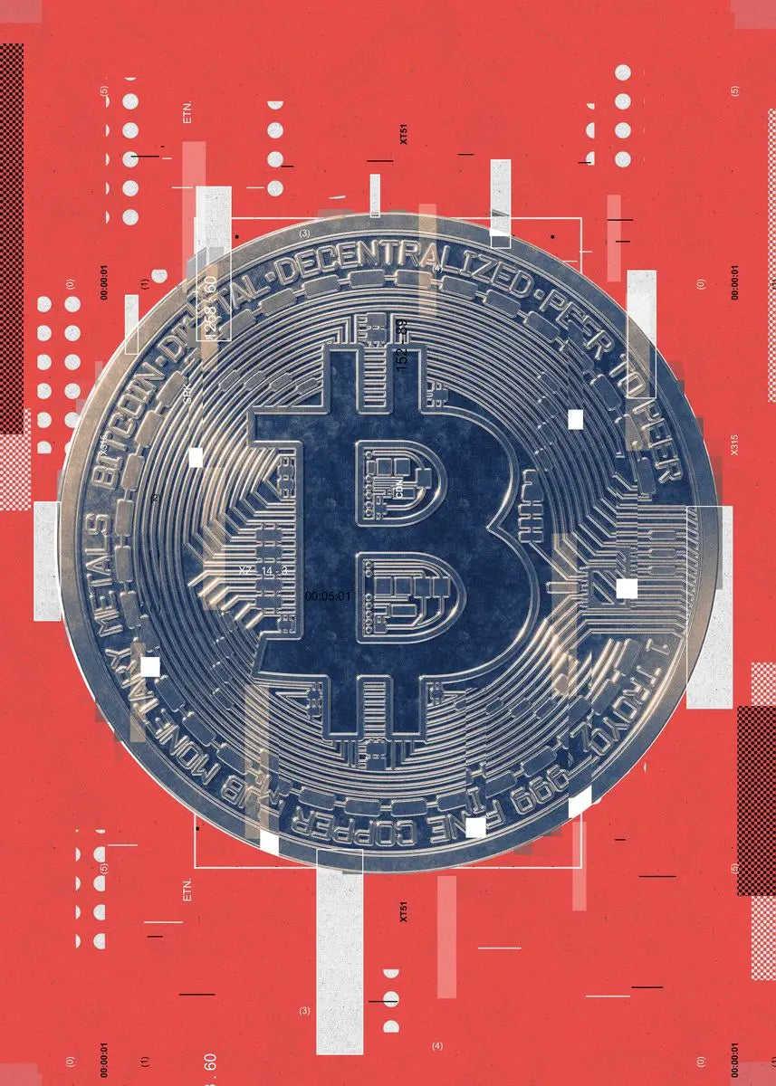 Abstract Golden Bitcoin Canvas Art for Modern Home Decoration