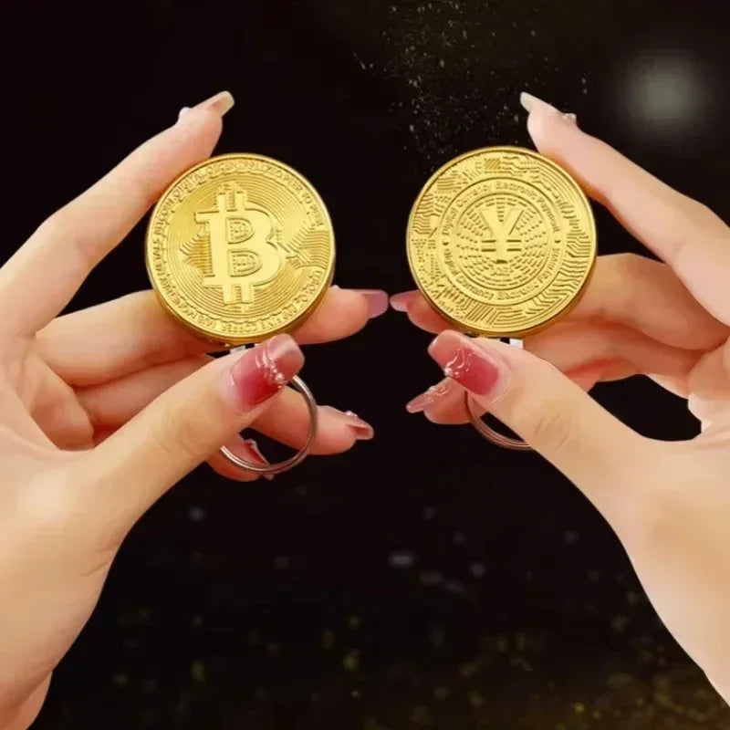 Bitcoin Torch Lighter - Refillable Metal Commemorative Coin Pendant