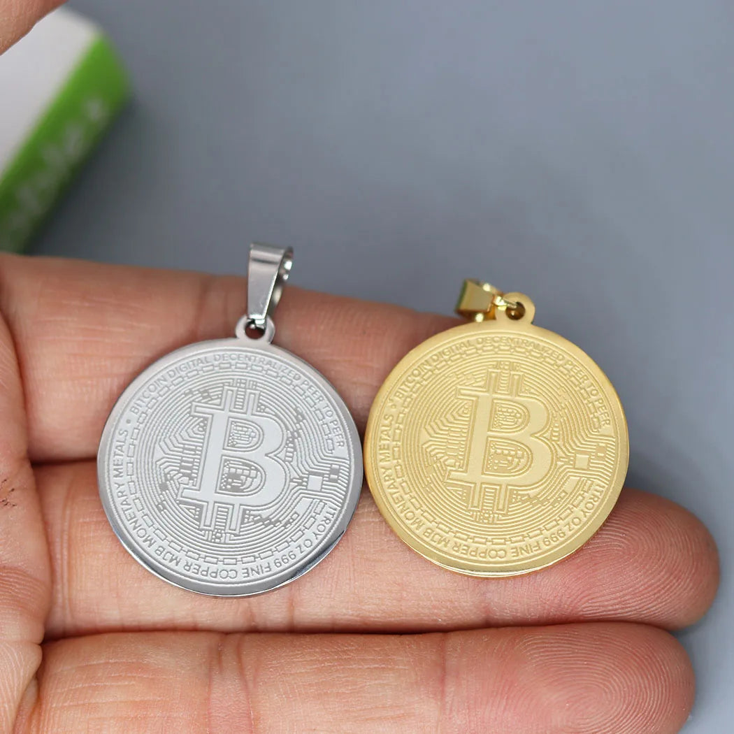 Bitcoin Stainless Steel Pendant Charms for DIY Jewelry Making