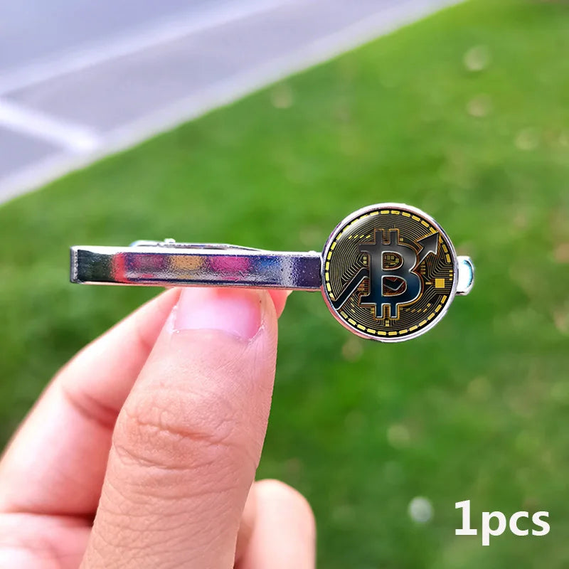 Trendy Bitcoin Cufflinks for Men and Women