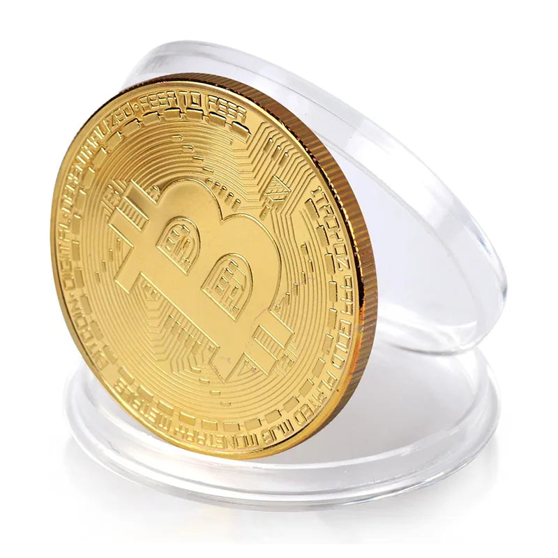 Gold Plated Bitcoin Coin - Commemorative Collectible Art