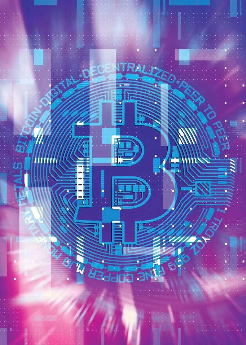 Abstract Golden Bitcoin Canvas Art for Modern Home Decoration
