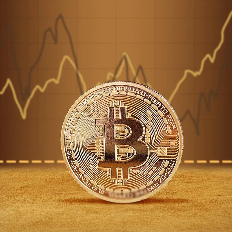 Gold Plated Bitcoin Coin - Commemorative Collectible Art
