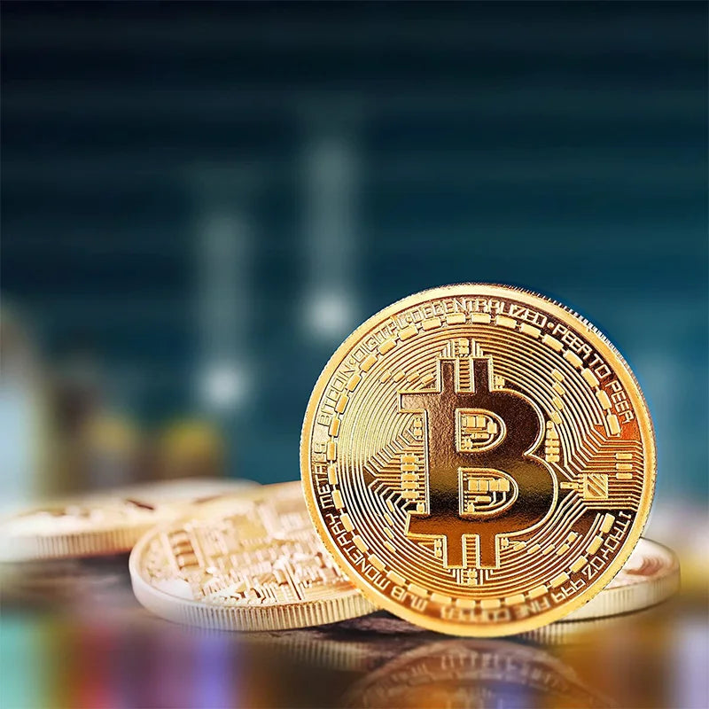 Gold Plated Bitcoin Coin - Commemorative Collectible Art