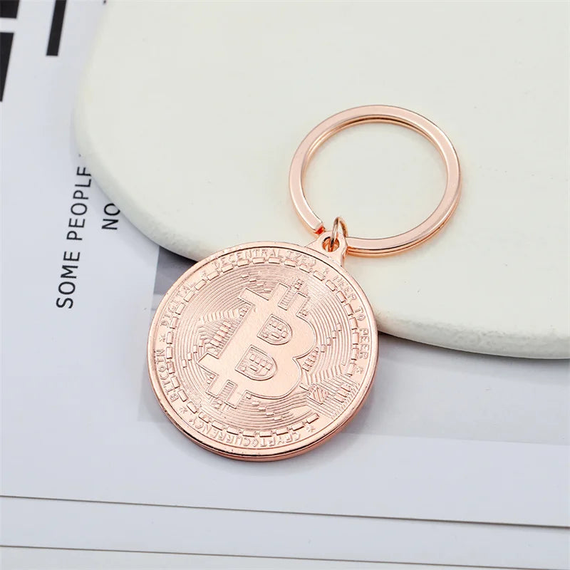 Gold Plated Bitcoin Coin Keychain – Trendy Souvenir Gift