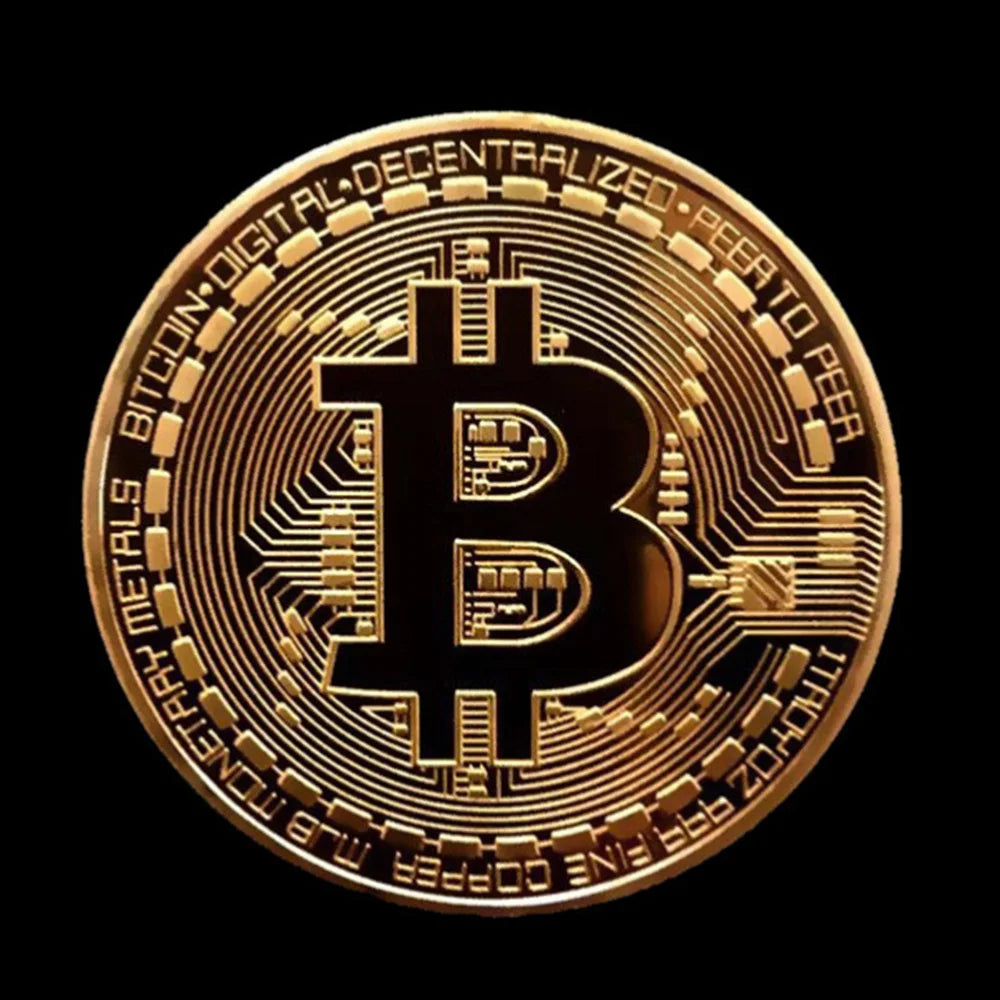 1PCS Creative Souvenir Gold Plated Bitcoin Coin Collectible Great Gift Bit Coin Art Collection Physical Gold Commemorative Coin