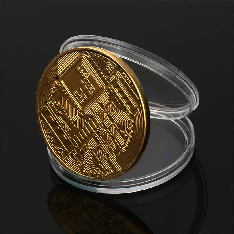 1PCS Creative Souvenir Gold Plated Bitcoin Coin Collectible Great Gift Bit Coin Art Collection Physical Gold Commemorative Coin