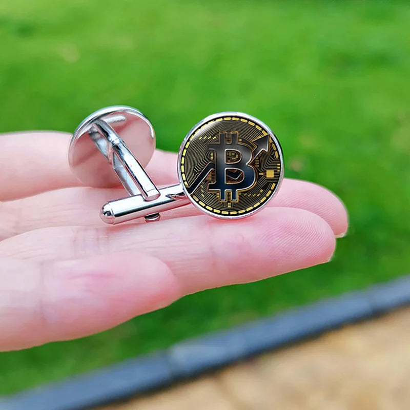 Trendy Bitcoin Cufflinks for Men and Women
