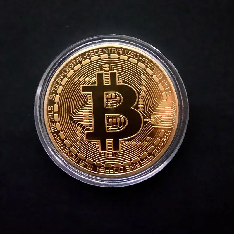 1PCS Creative Souvenir Gold Plated Bitcoin Coin Collectible Great Gift Bit Coin Art Collection Physical Gold Commemorative Coin