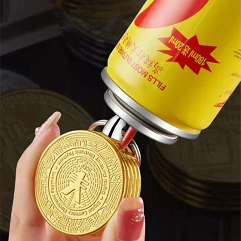 Bitcoin Torch Lighter - Refillable Metal Commemorative Coin Pendant