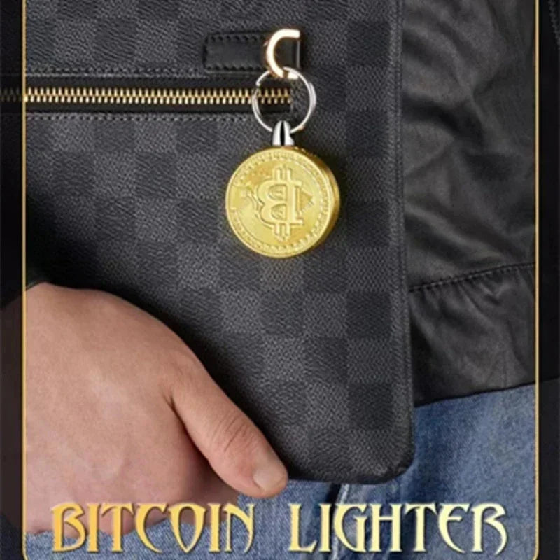 Bitcoin Torch Lighter - Refillable Metal Commemorative Coin Pendant