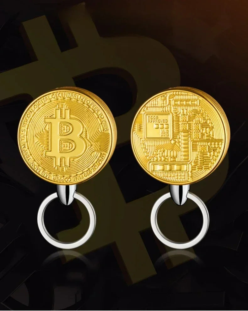 Bitcoin Torch Lighter Virtual Commemorative Coin Pendant Lighter Refillable Butane Gas Lighter Portable Cigarette Accessory