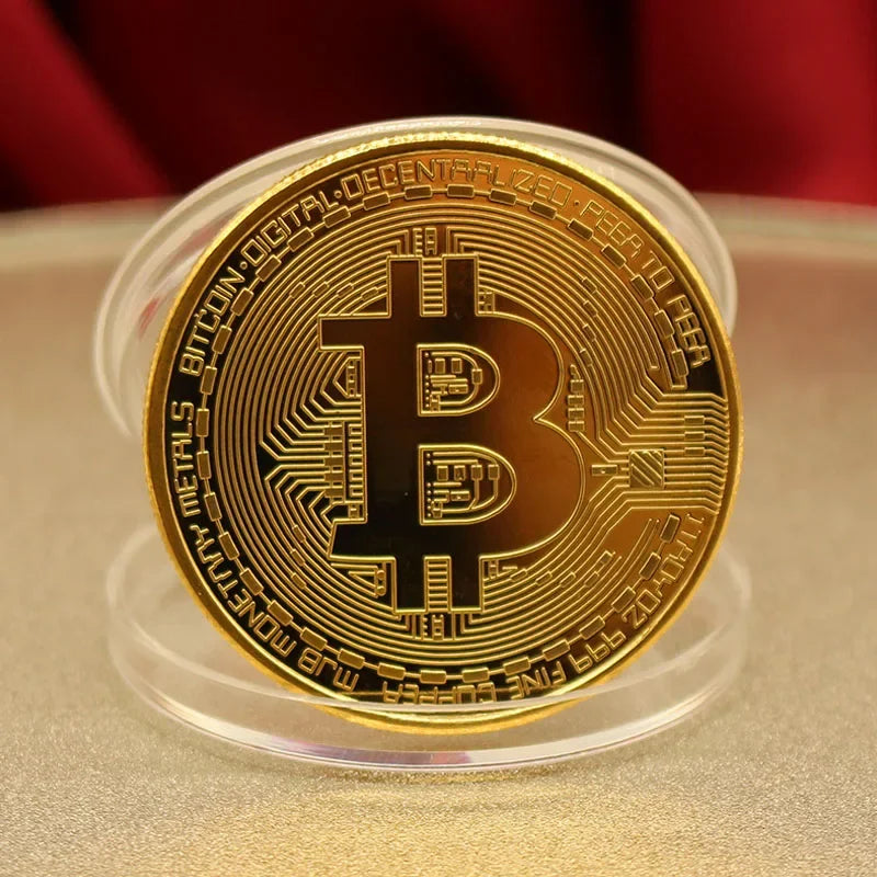 1PCS Creative Souvenir Gold Plated Bitcoin Coin Collectible Great Gift Bit Coin Art Collection Physical Gold Commemorative Coin