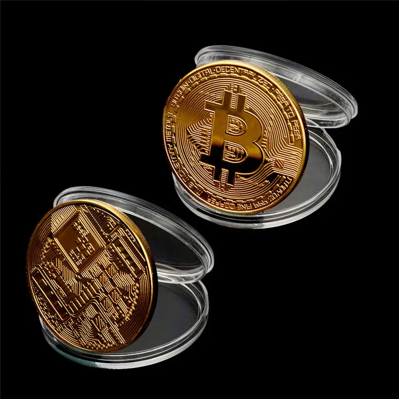 1PCS Creative Souvenir Gold Plated Bitcoin Coin Collectible Great Gift Bit Coin Art Collection Physical Gold Commemorative Coin