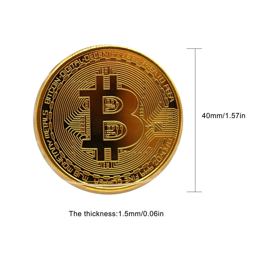 1PCS Creative Souvenir Gold Plated Bitcoin Coin Collectible Great Gift Bit Coin Art Collection Physical Gold Commemorative Coin