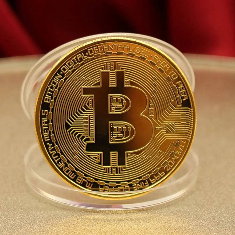 1PCS Creative Souvenir Gold Plated Bitcoin Coin Collectible Great Gift Bit Coin Art Collection Physical Gold Commemorative Coin