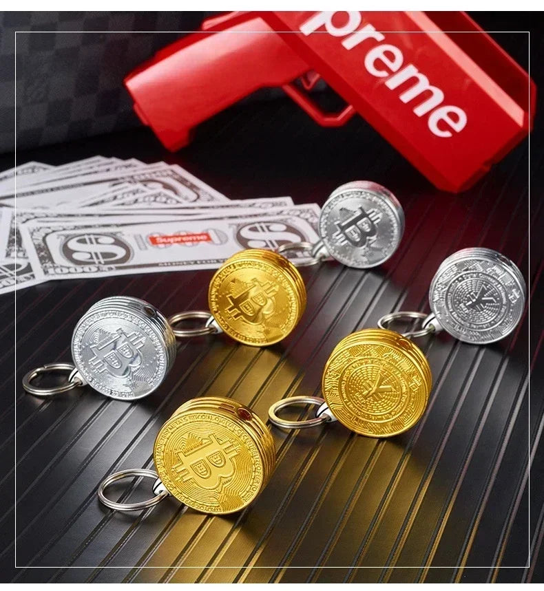 Bitcoin Torch Lighter Virtual Commemorative Coin Pendant Lighter Refillable Butane Gas Lighter Portable Cigarette Accessory