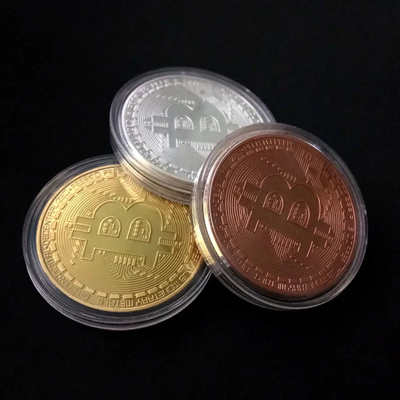 1PCS Creative Souvenir Gold Plated Bitcoin Coin Collectible Great Gift Bit Coin Art Collection Physical Gold Commemorative Coin