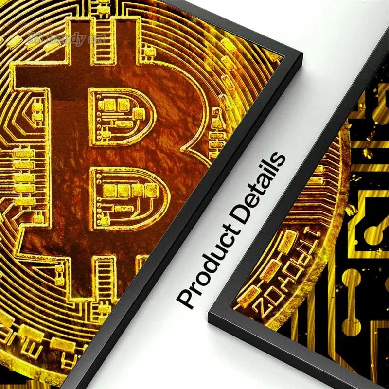 Luxury Gold Bitcoin Canvas Print - Modern Wall Art for Home Decoration