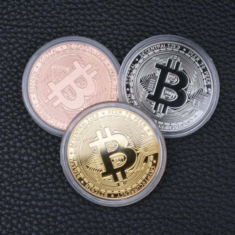 1PCS Creative Souvenir Gold Plated Bitcoin Coin Collectible Great Gift Bit Coin Art Collection Physical Gold Commemorative Coin