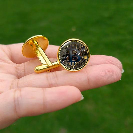 Trendy Bitcoin Cufflinks for Men and Women
