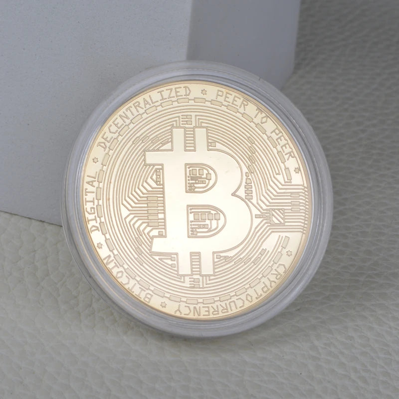 1PCS Creative Souvenir Gold Plated Bitcoin Coin Collectible Great Gift Bit Coin Art Collection Physical Gold Commemorative Coin