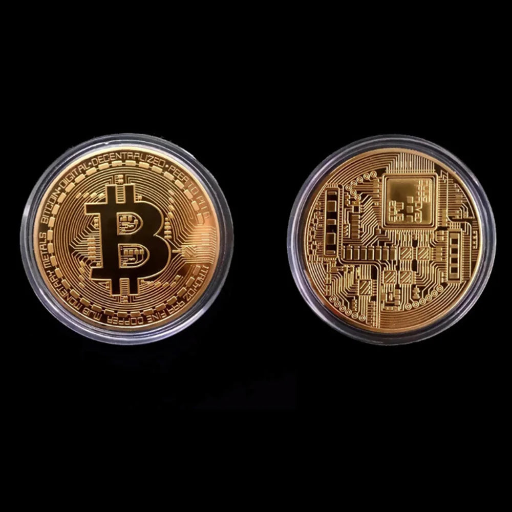 1PCS Creative Souvenir Gold Plated Bitcoin Coin Collectible Great Gift Bit Coin Art Collection Physical Gold Commemorative Coin