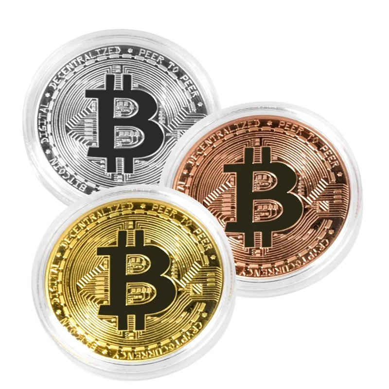 1PCS Creative Souvenir Gold Plated Bitcoin Coin Collectible Great Gift Bit Coin Art Collection Physical Gold Commemorative Coin