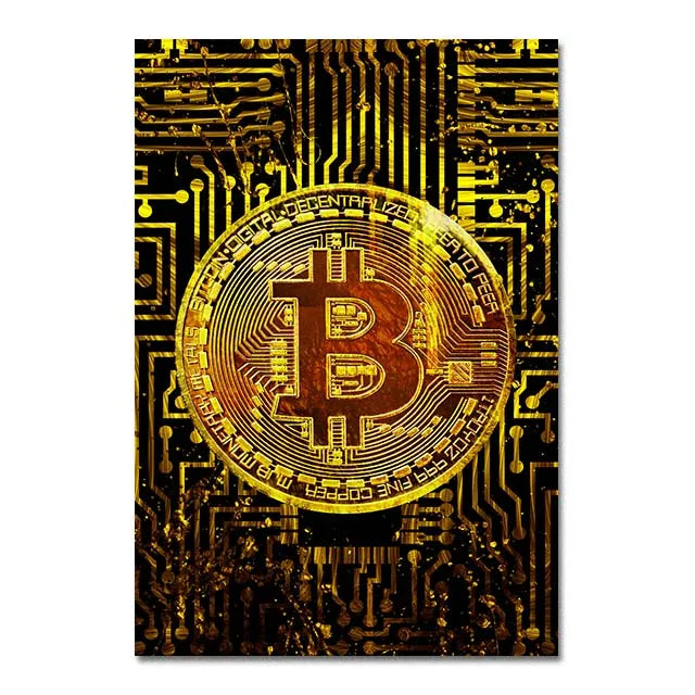 Luxury Gold Bitcoin Canvas Print - Modern Wall Art for Home Decoration